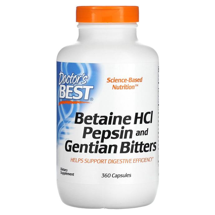 Doctor's Best, Betaine HCL, Pepsin and Gentian Bitters, 360 Capsules