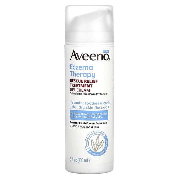 Aveeno, Eczema Therapy, Rescue Relief Treatment Gel Cream, Fragrance Free, 5 fl oz (150 ml)