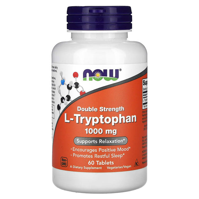 Now Foods L-Tryptophan Double Strength 1000mg 60 Tablets