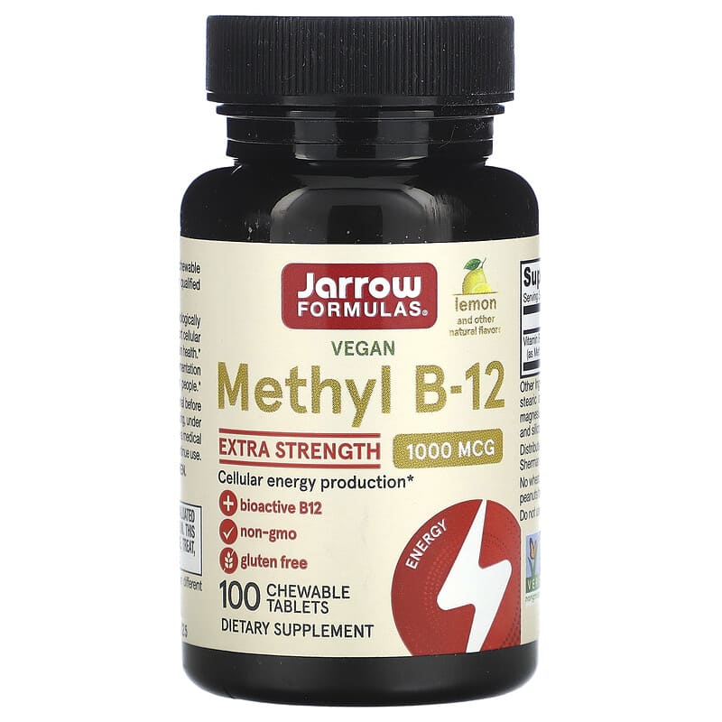 Jarrow Formulas, Methyl B-12, Extra Strength, Lemon, 1,000 mcg, 100 Chewable Tablet