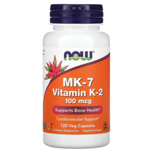 Load image into Gallery viewer, NOW Foods, MK-7 Vitamin K-2 , 100 mcg, 120 Veg Capsules