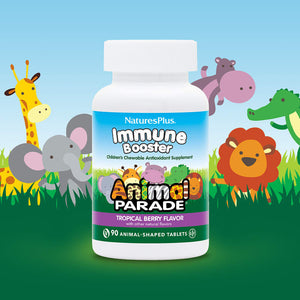 Nature's Plus Source of Life Animal Parade Kid's Immune Booster Tropical Berry Flavour 90 Animals