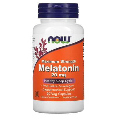 NOW Foods, Maximum Strength Melatonin, 20 mg, 90 Veg Capsules