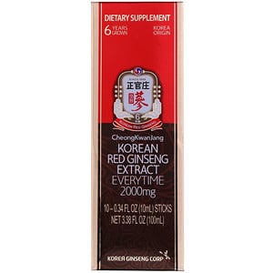 Cheong Kwan Jang Korean Red Ginseng Extract Everytime 2000mg 10 Sticks 0.34 fl oz (10ml) Each