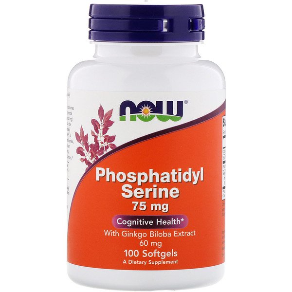 Now Foods Phosphatidyl Serine with Ginkgo Biloba Extract 75mg 100 Softgels