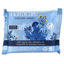 Load image into Gallery viewer, Natracare, Intimate Wipes, Certified Organic Cotton, 12 Wipes