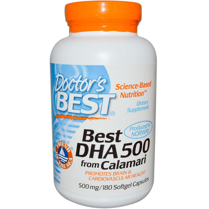 Doctor's Best, DHA 500, Calamari, 500mg, 180 Softgels