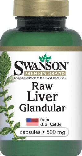 Swanson Premium Raw Liver Glandular 500mg 60 Capsules