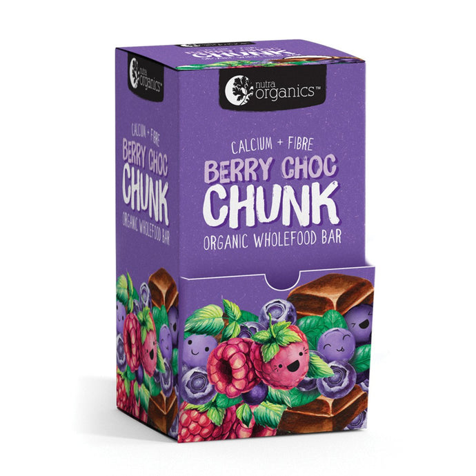 Nutra Organics Organic Wholefood Bars Berry Choc Chunk (Calcium + Fibre) 30g x 30 Display