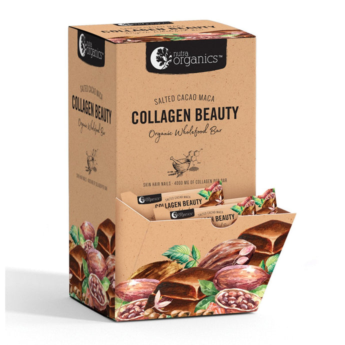 Nutra Organics Organic Wholefood Bars Collagen Beauty Salted Cacao Maca 30g x 30 Display