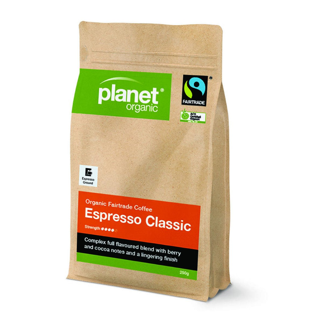 Planet Organic Coffee Espresso Classic Espresso Ground 250g