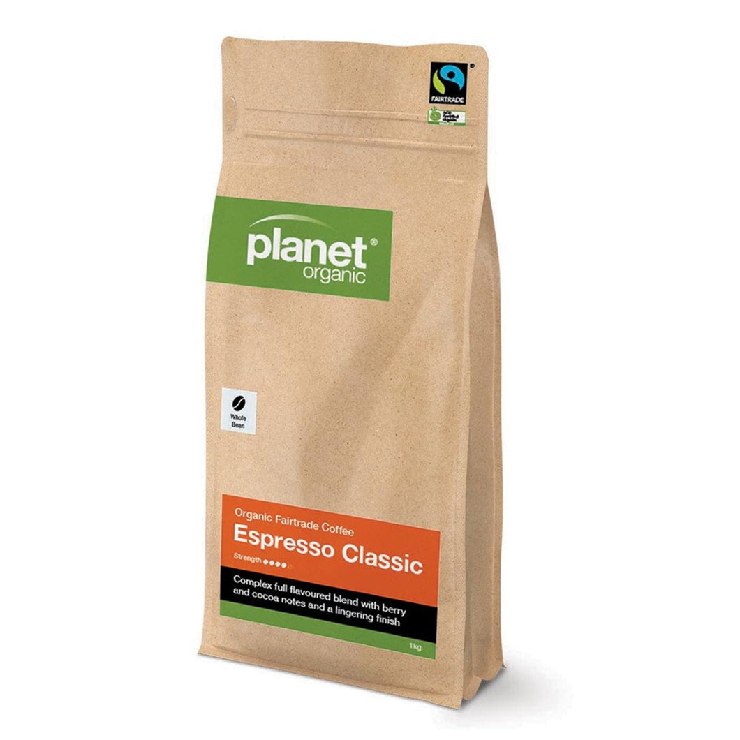 Planet Organic Coffee Espresso Classic Whole Bean 1Kg