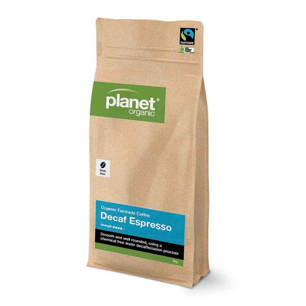 Planet Organic Coffee Espresso Decaf Whole Bean 1Kg