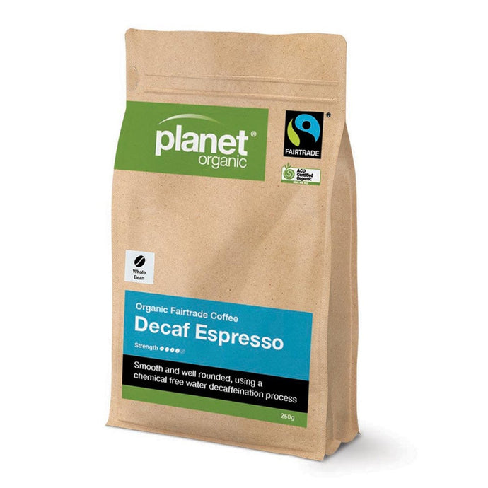 Planet Organic Coffee Espresso Decaf Whole Bean 250g