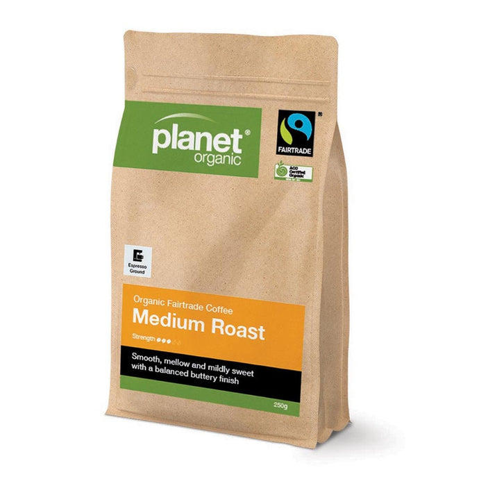 Planet Organic Coffee Medium Roast Espresso Ground 250g